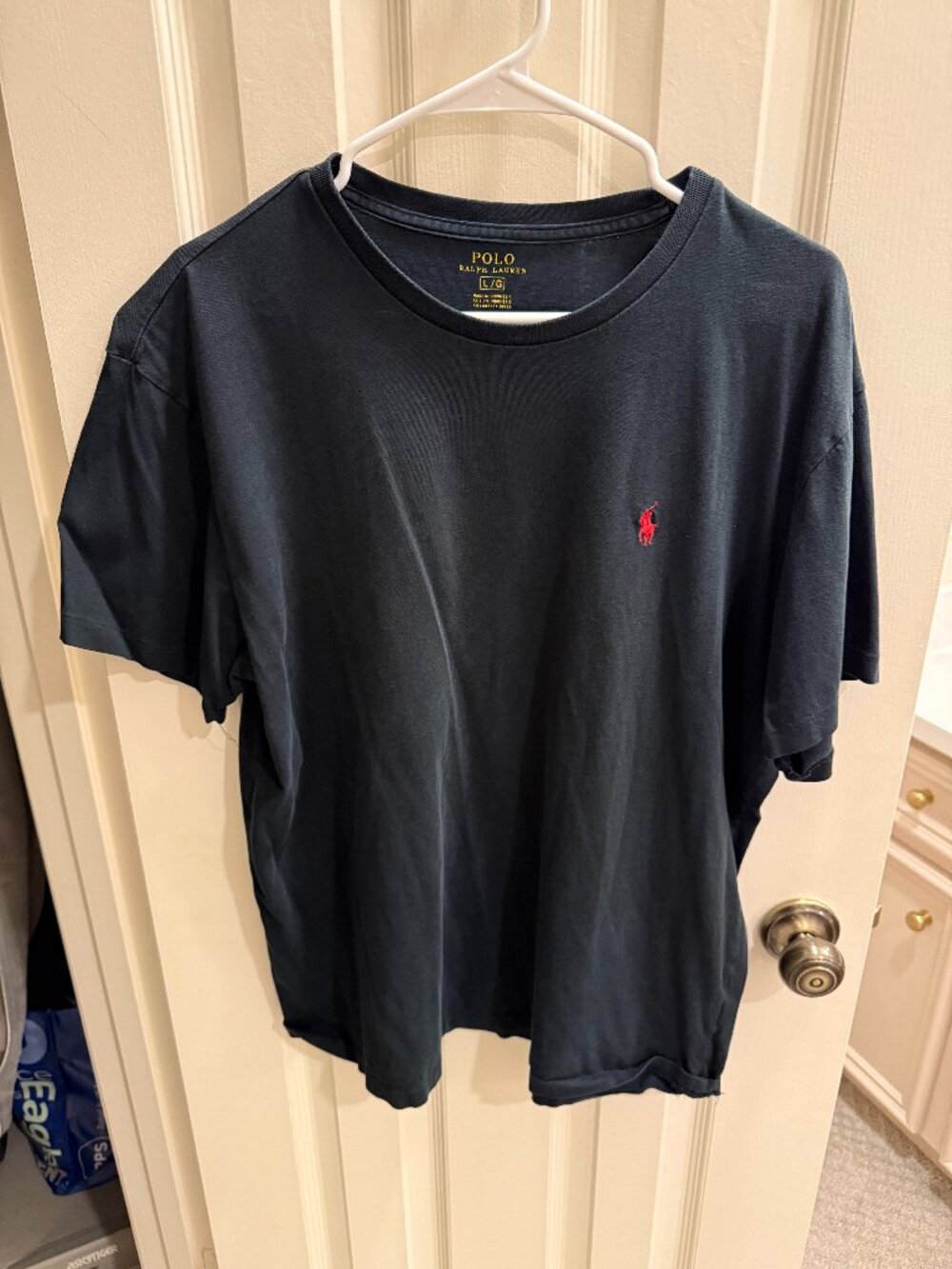 Polo Ralph Lauren Men’s Large Black T-Shirt Red Pony Logo Classic Crewneck
